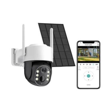 Imagem de Câmera Solar WiFi 4K HD Externa 8MP Com Lente Dupla, Vigilância Por Ví