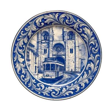 Imagem de Prato Decorativo Portugues Artesanal Luiz Salvador MOD 9 - Casa Raffae