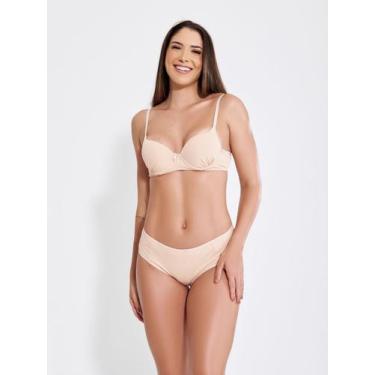 Imagem de Conjunto lingerie calcinha fio duplo e sutia canelado com bojo e pinge