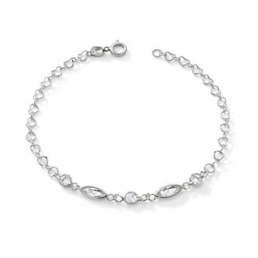 Imagem de Pulseria Feminina Coração Pedra Zirconia Prata 925 - Lojas La&Ny Prata