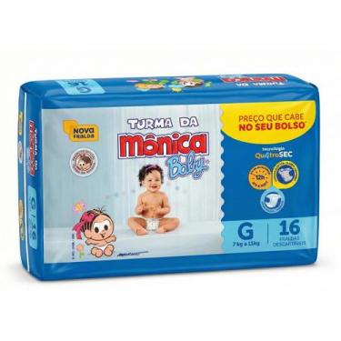 Imagem de Fralda Infantil Turma da Mônica Baby Tam G 16 Unidades Softys