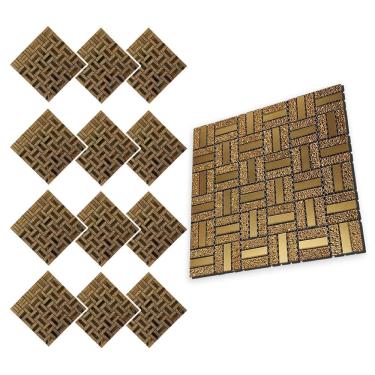 Imagem de Pastilha De Vidro Autocolante Kit 12 Parede Cozinha Banheiro Sala Decorativa Facil Aplicacao Moderna Reforma Requintado