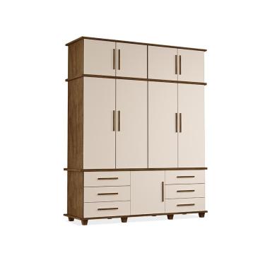 Imagem de Guarda Roupa Closet Dresden 9 Portas 6 Gavetas MDF Malbec-Off White Luapa Móveis