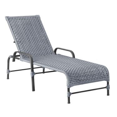 Imagem de Espreguiçadeira Catar Jardim Alumínio Assento em Corda Náutica Reclinável Prata Trama Original
