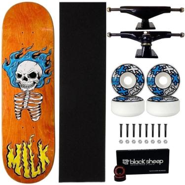 Imagem de Skate Milk Maple Caveira Montado Completo 8.0 Roda Next 53mm-Masculino