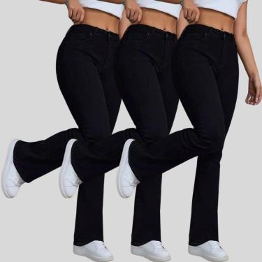 Imagem de Kit 3 Calças Skinny Flare Tex Jeans Elegante e Casual Feminina-Feminino