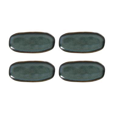 Imagem de Conjunto de Travessas Ovais Rasas Porto Brasil Orgânico Oceano 16,5x8cm - 4 Peças