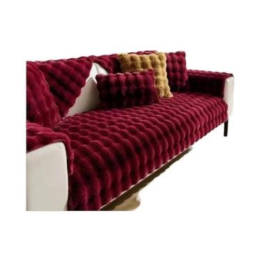 Imagem de Capa De Sofá De Pelúcia De Coelho Antiderrapante Para Inverno, Almofad