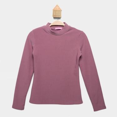 Imagem de Camiseta Térmica Infantil Pix Love Manga Longa Gola Alta Menina, Lilás