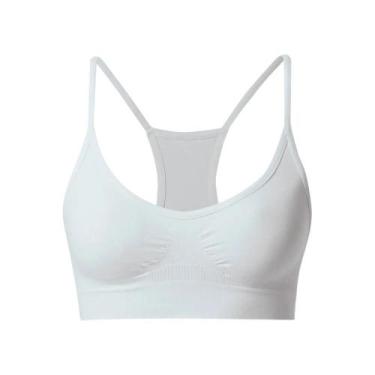 Imagem de Top Sutiã Nadador Fitness Sem Costura E Bojo She Microfibra, M, Branco