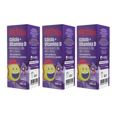 Imagem de Kit 3x Cálcio + Vitamina D 3x240ml Sabor Frutas Vermelhas Malttinha Maltta-Unissex