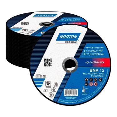 Imagem de 25 Discos de Corte Norton BNA12, 4.1/2" - 115 x 1,0 x 22,23mm Azul