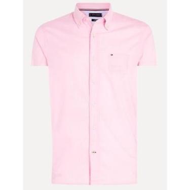 Imagem de Camisa Tommy Hilfiger Masculina Manga Curta Light Oxford Rosa Claro-Masculino