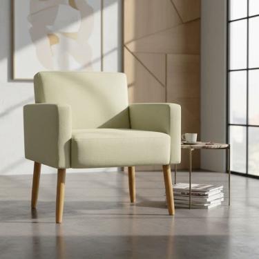 Imagem de Poltrona Hope Decorativa Confortável Para Sala Quarto Recepção Tecido Suede Pés Palito