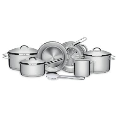 Imagem de Jogo Panelas Solar Inox 6 Peças Fundo Triplo e Colher Tramontina