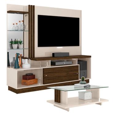 Imagem de Estante Home Theater com Mesa de Centro Frizz Plus Off White Savana – Madetec
