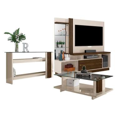 Imagem de Estante Home Theater com Aparador e Mesa de Centro Frizz Plus Off White Savana – Madetec