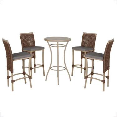 Imagem de Mesa Bistro e 4 Banquetas Roma Fendi Corda Náutica 11 Trama Original, 