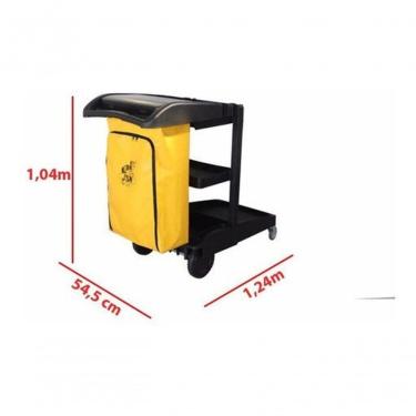 Imagem de Carrinho Funcional de Limpeza para Acessório Mop com Saco em Lona 80L Amarelo Premium C...