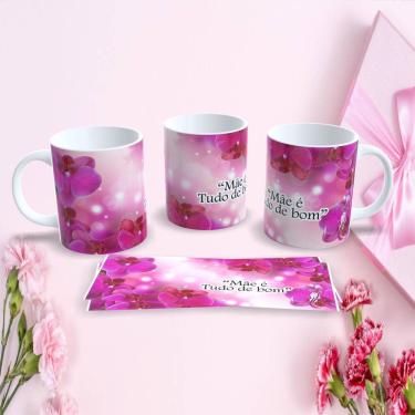 Imagem de Caneca de Porcelana 325ML Mães Estampa 127 Decorada Temática Dia das Mães Apta para mic...