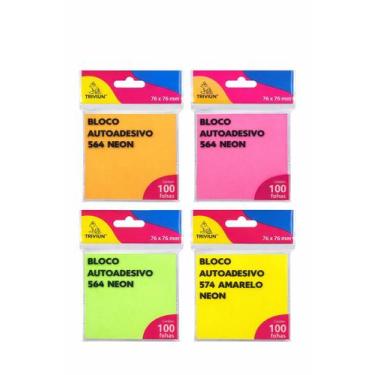 Imagem de BLOCO ADESIVO NEON VD/ AM/ LJ/ RS /100 FLS 76 X 76 mm UN - Triviun