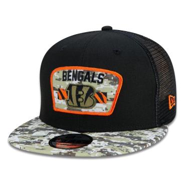 Imagem de BONE 9FIFTY TRUCKER CINCINNATI BENGALS SALUTE TO SERVICE NFL SNAPBACK ABA RETA PRETO PR...