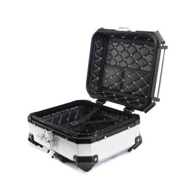 Imagem de Bau de Moto Traseiro 22 Litros Universal Aliminio Anti-roubo Prata