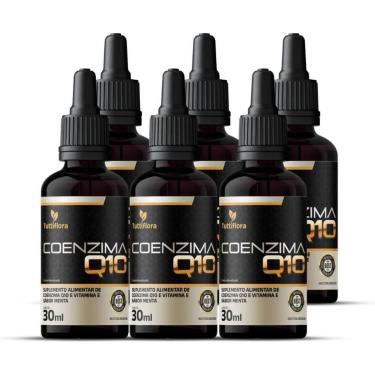 Imagem de 6x Coenzima Q10 100mg Por Porção (Ubiquinona) com Vitamina E Gotas Sabor Menta 30ml Tut...