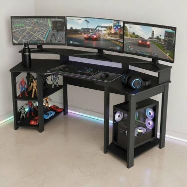 Imagem de Mesa Gamer Me4167 186,6cm Preto Preto Preto Preto