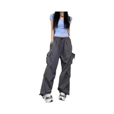 Imagem de Calças Cargo Retro Femininas Com Pernas Largas, Casuais, Estilo Baggy,