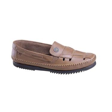 Imagem de Mocassim Vazado Em Couro Rafarillo 405 Masculino, Sesamo, 39