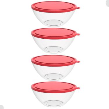 Imagem de Kit 4 Potes Plásticos com Tampa 2,3L Redondo Crippa Bacia Alimentos Frutas