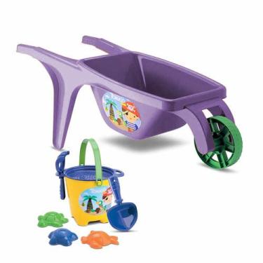 Imagem de Carriola Infantil com Kit Praia - Tchuco Praia - Roxo - Samba Toys