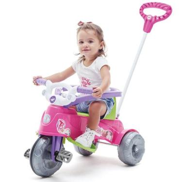 Imagem de Triciclo Infantil 2 Em 1 Passeio E Pedal Rosa Tatetico Calesita