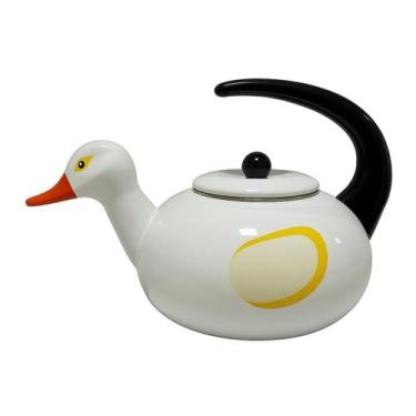 Imagem de Chaleira Bico De Pato Branca Esmaltada 2,5L - Multimarcas