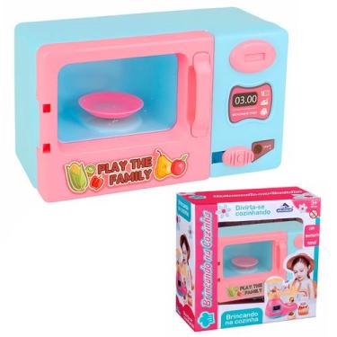Imagem de Microondas Brinquedo Cozinha Infantil Realista Com Porta Abre Prato Gi