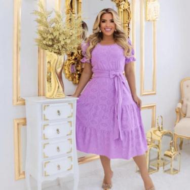 Imagem de Vestido Feminino Laise Malha Midi Terra Prometida, Lilás, M
