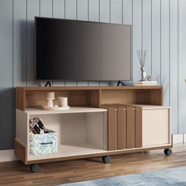 Imagem de Rack Bancada de TV 50 Pol 136cm Graci Castanho/Off White - HB Móveis, 