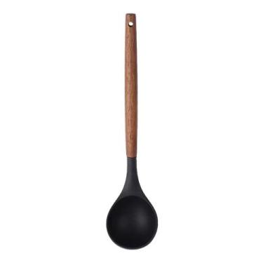 Imagem de Concha de Silicone Preto com Cabo de Madeira 33 cm Paramount