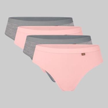 Imagem de Kit 4 Calcinhas Lupo Básica Algodão Sortidos 40352, Rosa, Cinza, GG