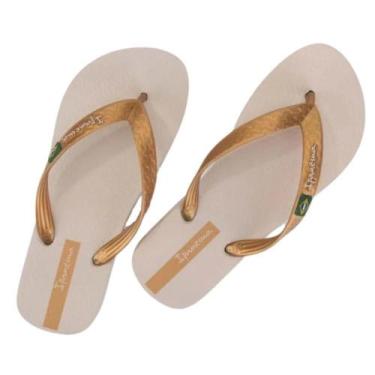 Imagem de Chinelo unissex grendene ipanema brasil  27040, Bege, Dourado, 41/2