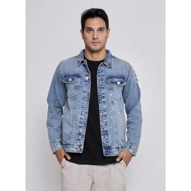 Imagem de Jaqueta Jeans Masculina Lav DOCT, P, Indigo claro puidos
