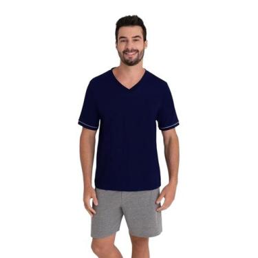 Imagem de Pijama Lupo Curto Gola V Azul, G