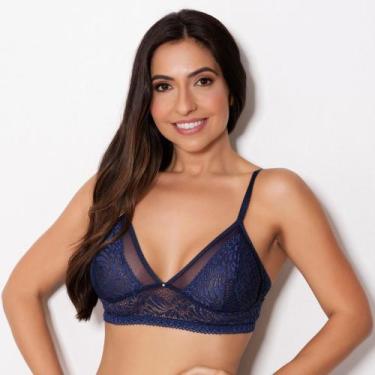 Imagem de Sutiã Carol Tule Rendado Cor:Azul MarinhoTamanho:P - Da Rosa Lingerie,