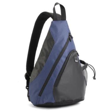 Imagem de Mochila Transversal Bolsa Masculina Menino Trabalho Alça Denlex, Azul