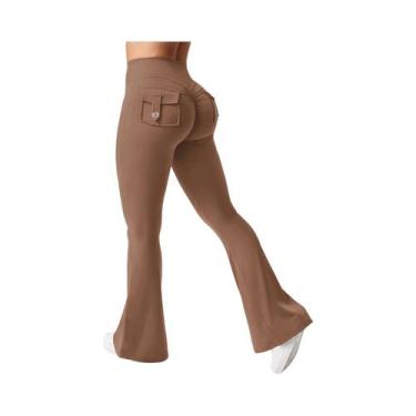 Imagem de Leggings De Yoga Femininas De Alta Elasticidade Com Bolsos, Compressão