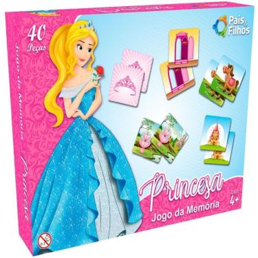 Imagem de Jogo de Memória Princesas com 40 Peças Ilustradas para Crianças a Partir de 4 Anos Pais & Filhos