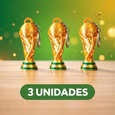 Imagem de Chaveiro Troféu Estilo Futebol Dourado  Mini Estátua Decorativa Copa 2