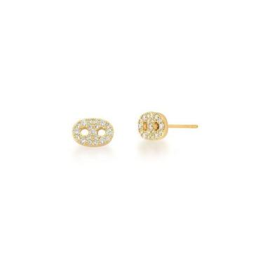 Imagem de Brinco Lacre Cravejado Banhado a Ouro - 7mm x 10cm - VIDIÈ