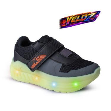 Imagem de Tênis Infantil Menino Kidy K360 Veloz Preto Amarelo Neon Rodinhas Remo
